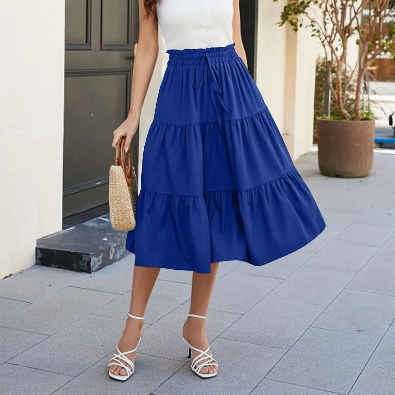Boho Skirts for Women Midi Length Maxi Spring Flowy Boho Comfy Tiered Western Maxi Skirt Boho