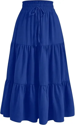 Boho Skirts for Women Midi Length Maxi Spring Flowy Boho Comfy Tiered Western Maxi Skirt Boho