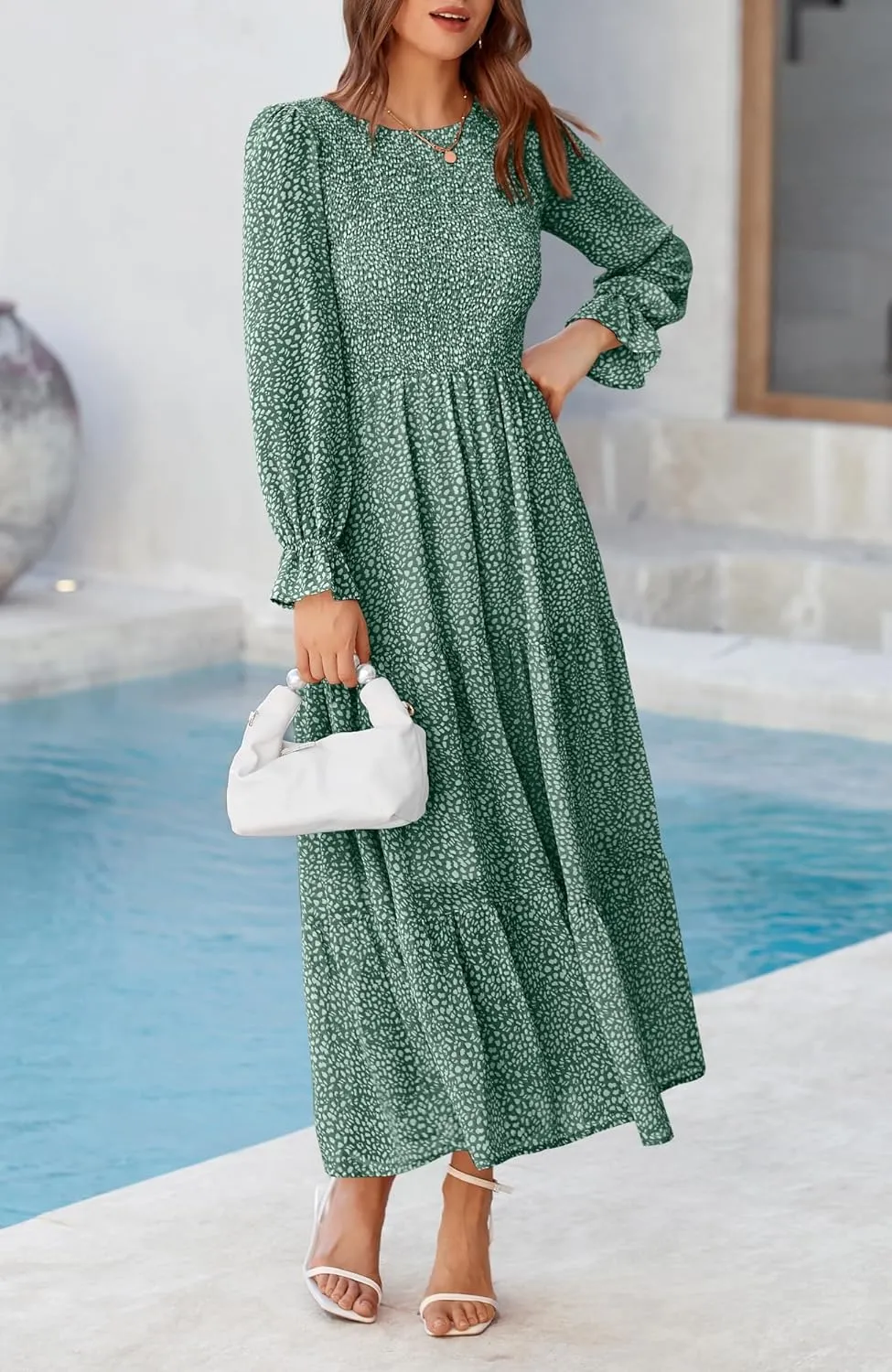 BTFBM Women Casual Long Sleeve Crew Neck Fall Dress Bohemian Relaxed Fit Floral Flowy Maxi Dresses Tiered Cocktail Dress