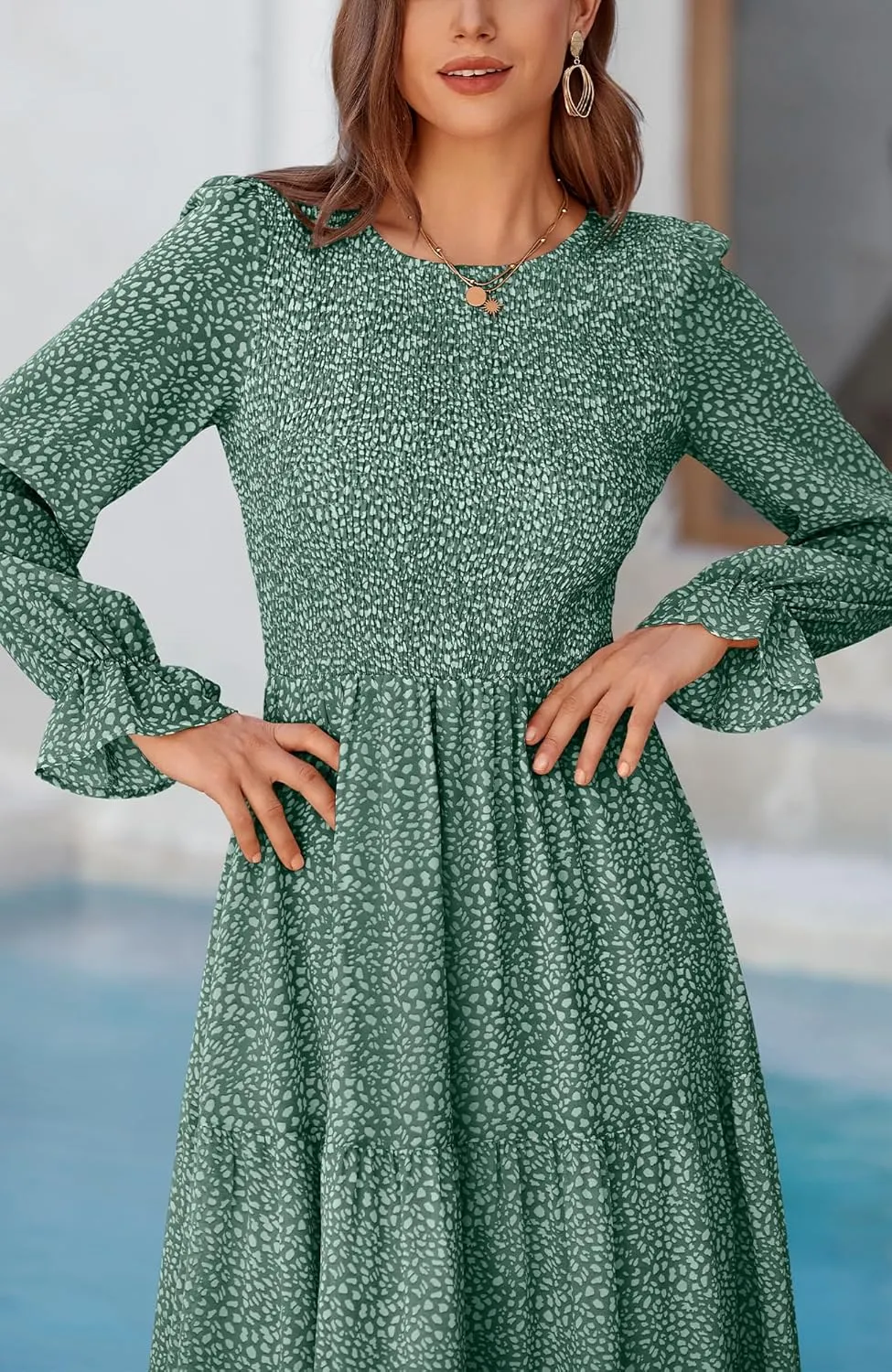 BTFBM Women Casual Long Sleeve Crew Neck Fall Dress Bohemian Relaxed Fit Floral Flowy Maxi Dresses Tiered Cocktail Dress
