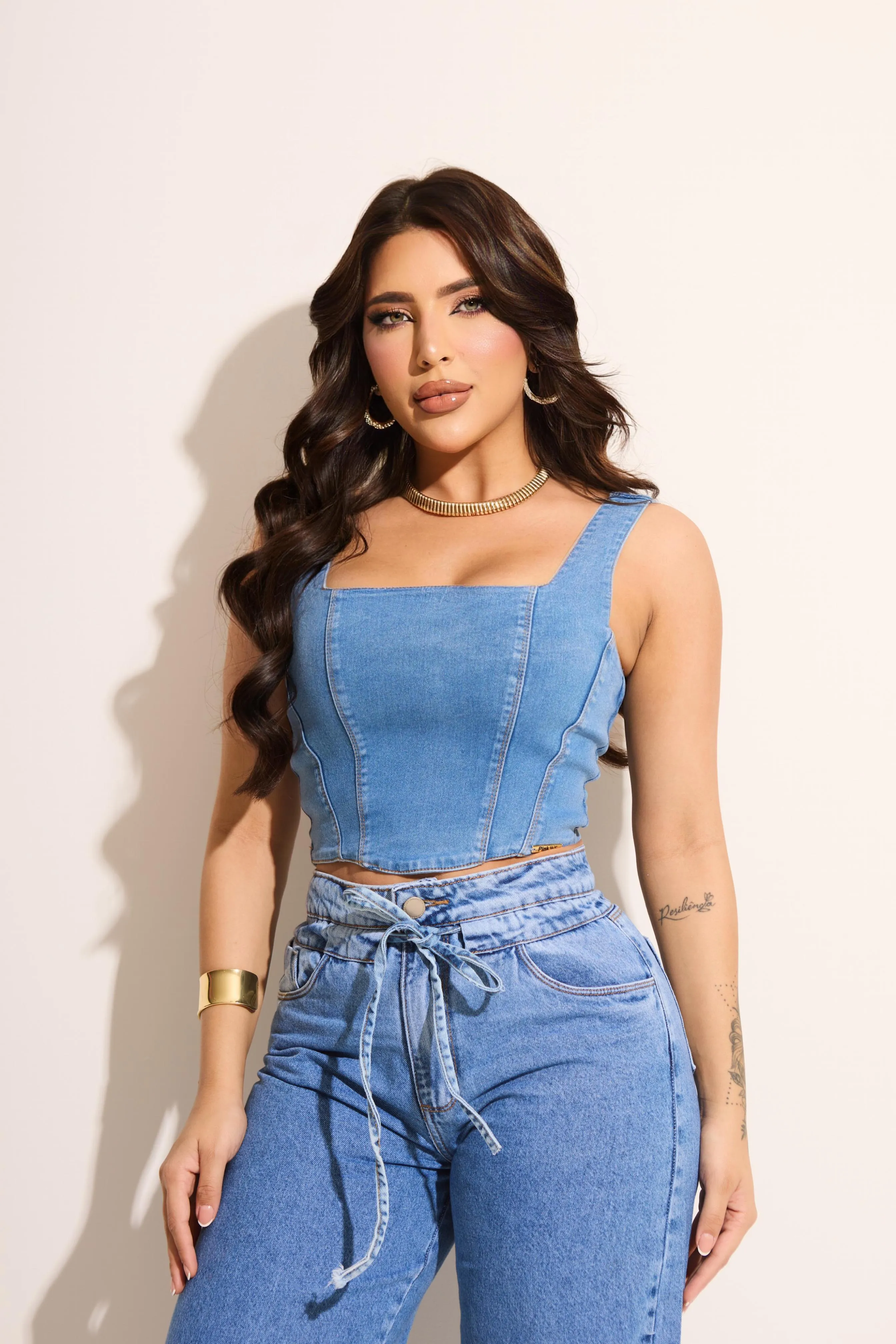 Cala Jeans Wide Leg Modern Denim com Regulagem na Cintura - FULL