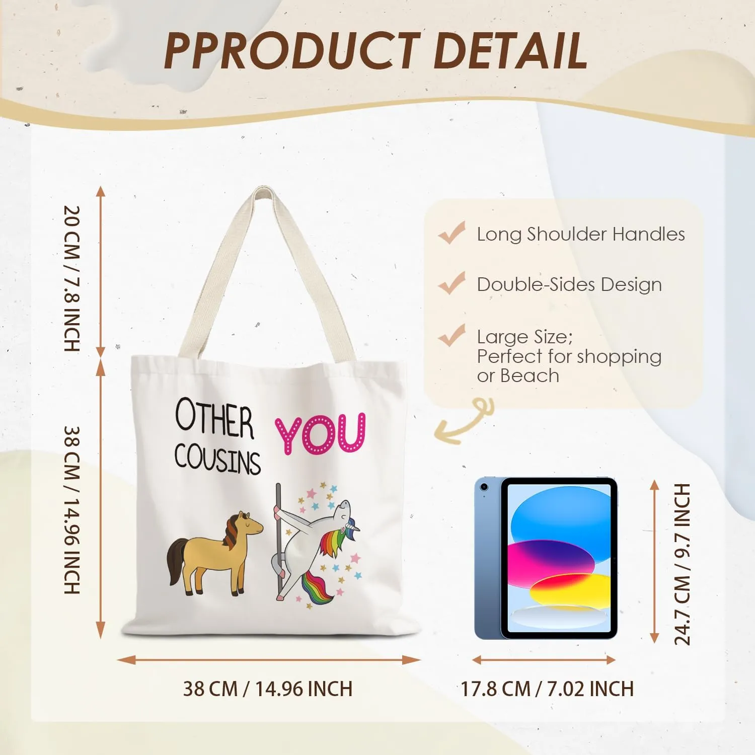 Canvas Tote Bags for Women, Cousin Gifts Shopping Bags