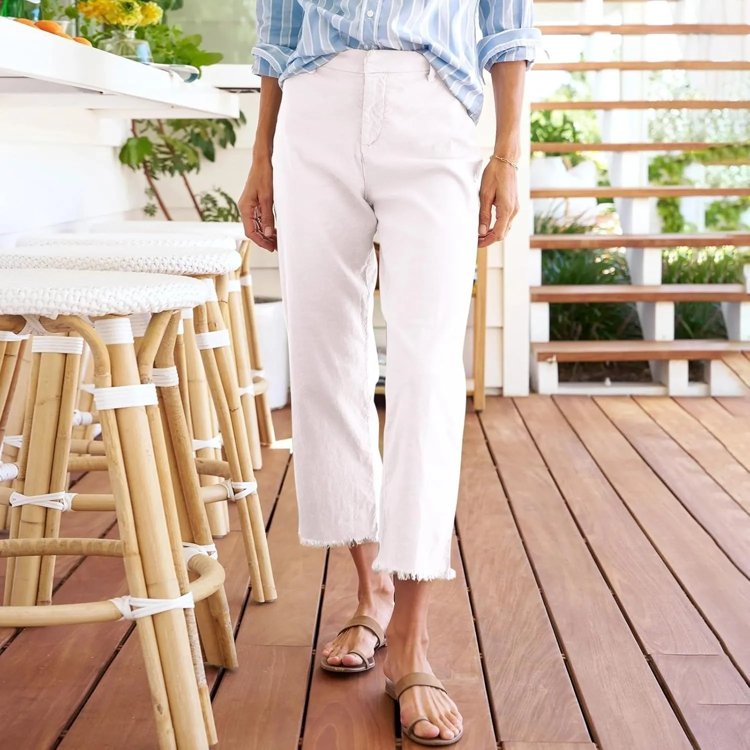 Capri Pants for Women Wide Leg Cropped Pants Casual Summer Relaxed Fit Knit Waist Cropped Pant Hiking Capris