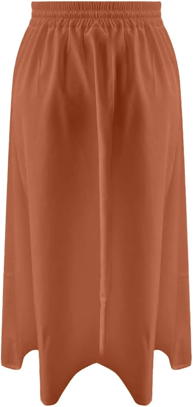 Casual Midi Skirts for Women Summer Comfy Drawstring Knee Length Skirts Trendy Elastic Waist Travel Skorts with Pockets