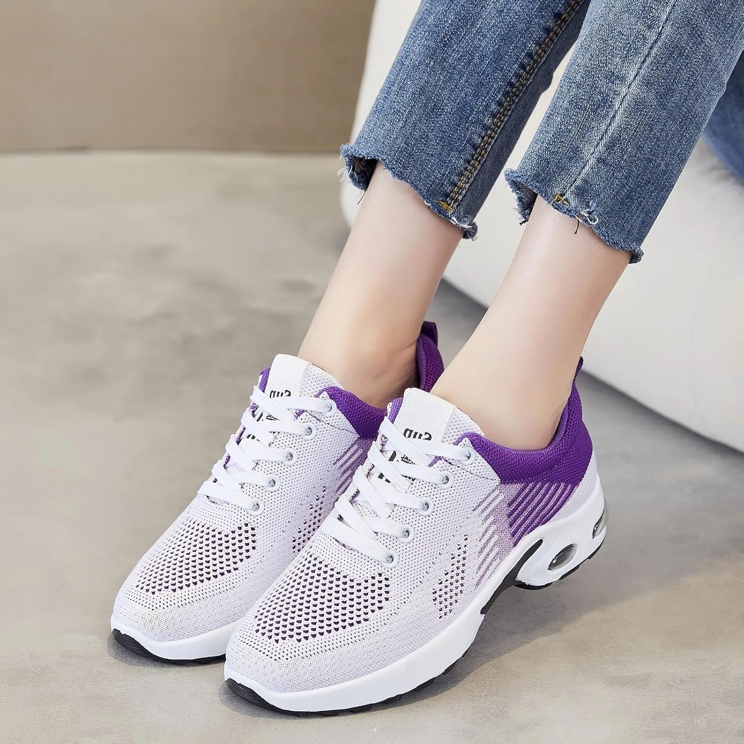 Casual Sneakers for Women Lightweight Breathable Non Slip Walking Shoes Air Cushion Running Tennis Walking Shoes Mesh Breathable Fashion Sneakers Work Tennis Sport Athletic Trainers