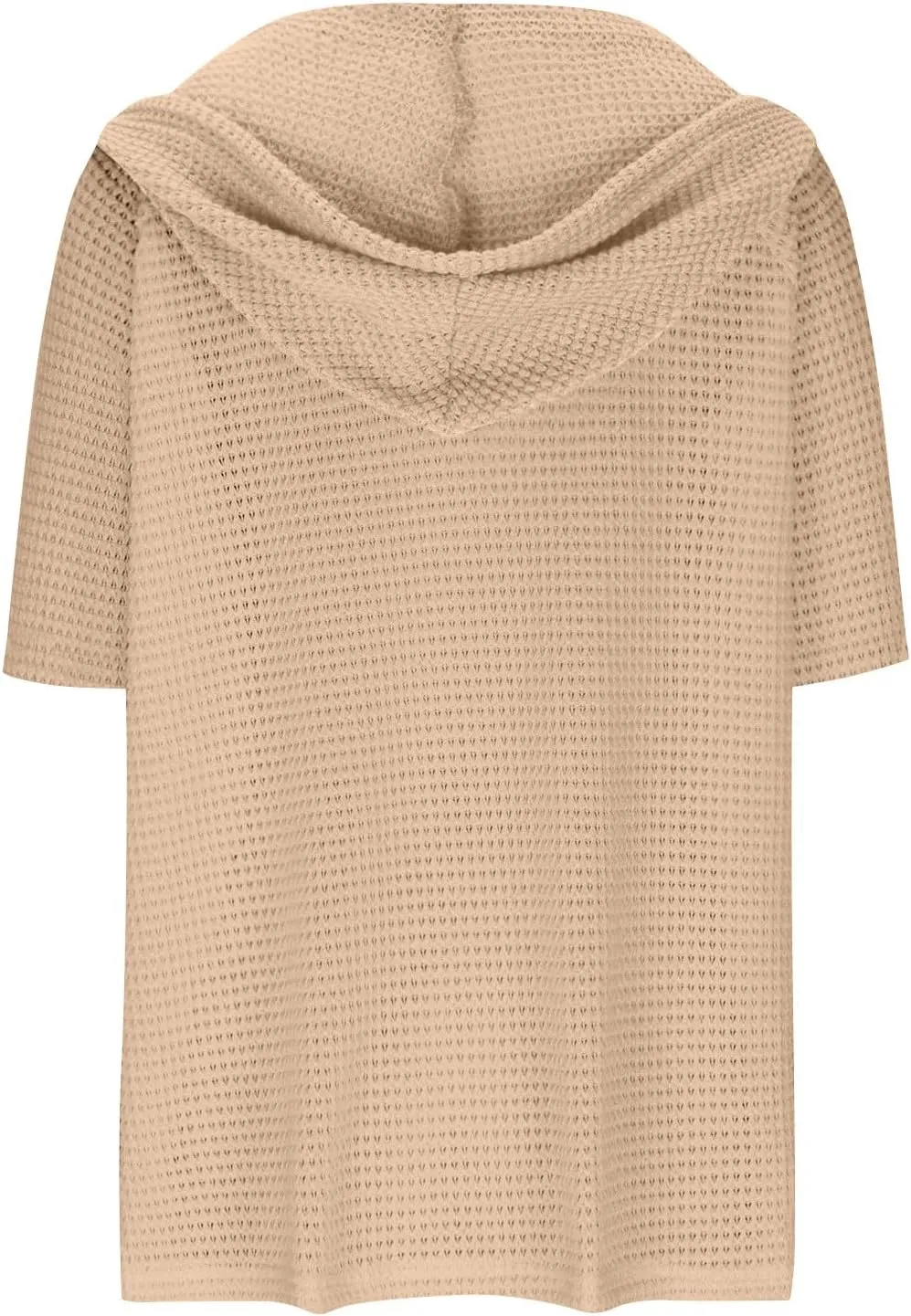 Casual Solid Button-up Hoodies for Women Summer Basic V Neck Half Sleeve Shirt Loose Oversized Dressy Ladies Blouse