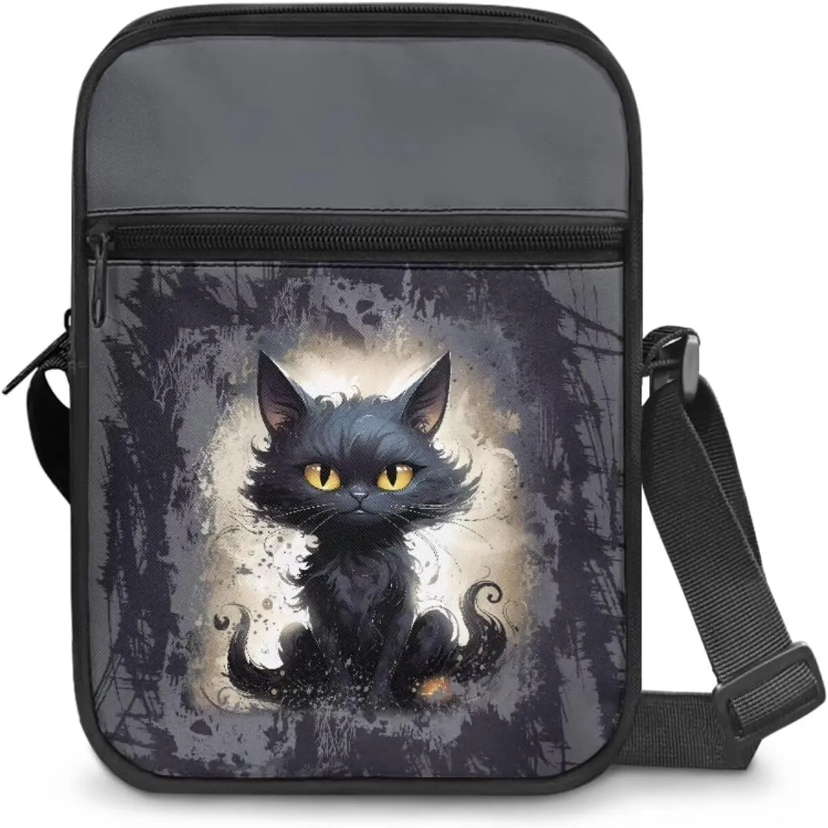 Cat Print Small Shoulder Bags Kawaii Cross Body Bag for Women Ladies with Zipper Pockets