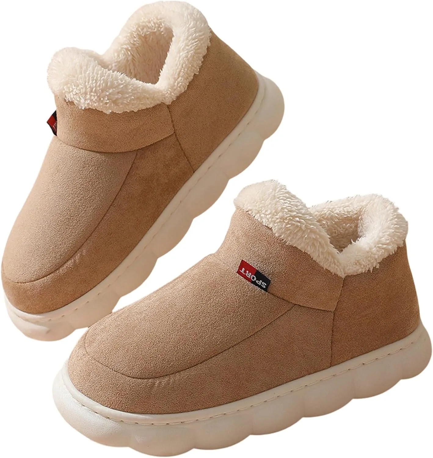 Cathalem Women's Slippers Platform Short Ankle Boot Fur Fleece Lined Sneakers House slippers Anti-Slip Boot For Outdoor
