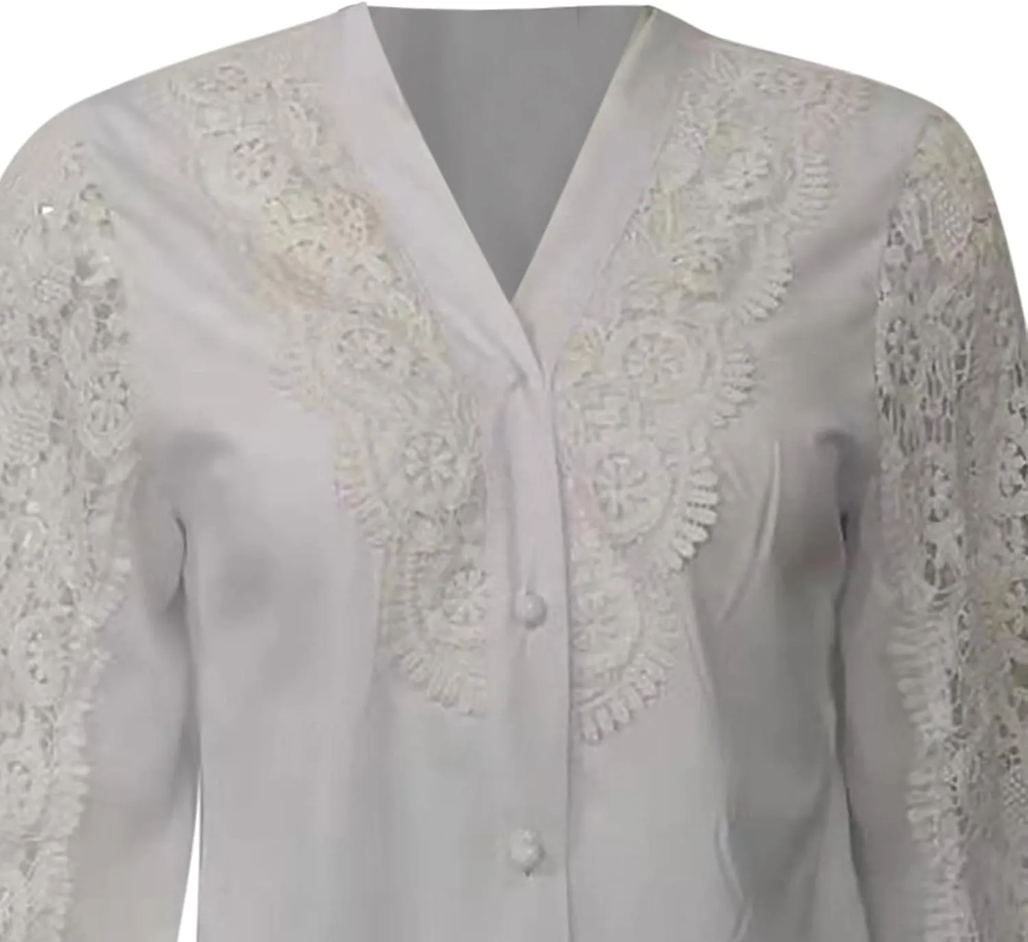 Ceboyel Women Hollow-Out Lace Sleeve Tops Bohemian Style Blouses Pullover Dressy Casual Shirts Trendy Boho Fall Outfits 2023