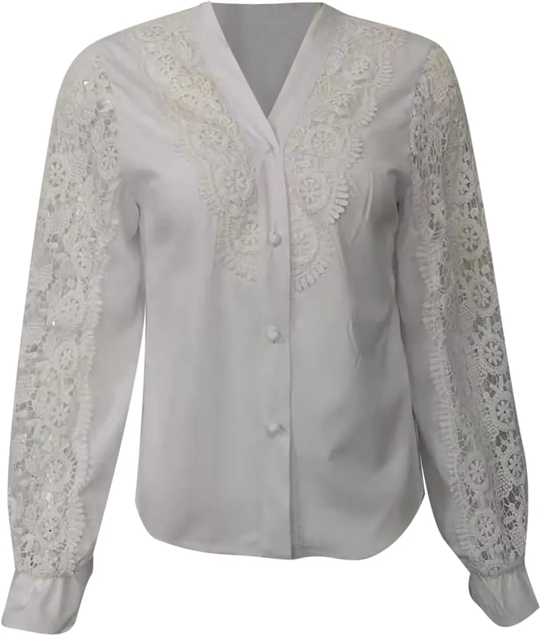 Ceboyel Women Hollow-Out Lace Sleeve Tops Bohemian Style Blouses Pullover Dressy Casual Shirts Trendy Boho Fall Outfits 2023