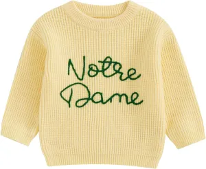 Chloefairy Unisex Toddler Notre Dame Football Sweater Rugby Cable Knit Sweatshirt Knitwear Fall Pullover Top