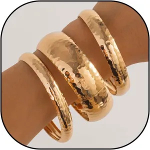 Chunky Gold Bangles Bracelet for Women 3PCS Chunky Gold Bangle Bracelets Wide Chunky Cuff Bracelets Hammered Wrist Cuff Wrap Bracelet for Women Cuff Bracelet Jewelry