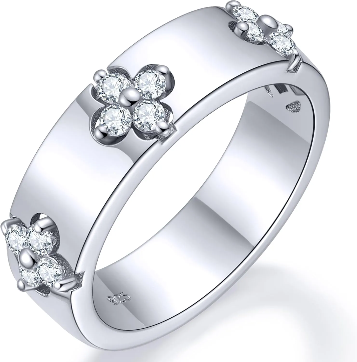 Clover Moissanite Rings for Women Gifts,Premium Moissanite(D Color VVS1 Clarity 3EX Cut), 925 Sterling Silver 14K Gold Plated Non Tarnish