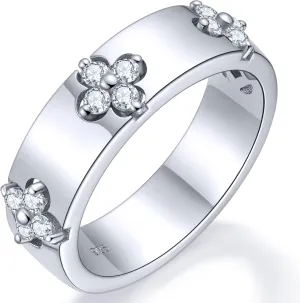Clover Moissanite Rings for Women Gifts,Premium Moissanite(D Color VVS1 Clarity 3EX Cut), 925 Sterling Silver 14K Gold Plated Non Tarnish