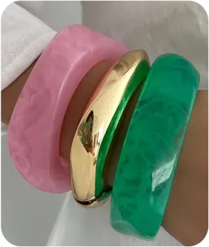 Colorful Chunky Resin Bangle Bracelet Set for Women Geometric Acrylic Big Cuff Bracelets Punk Thick Wide Statement Bangle Bracelets for Women Resin Jewelry