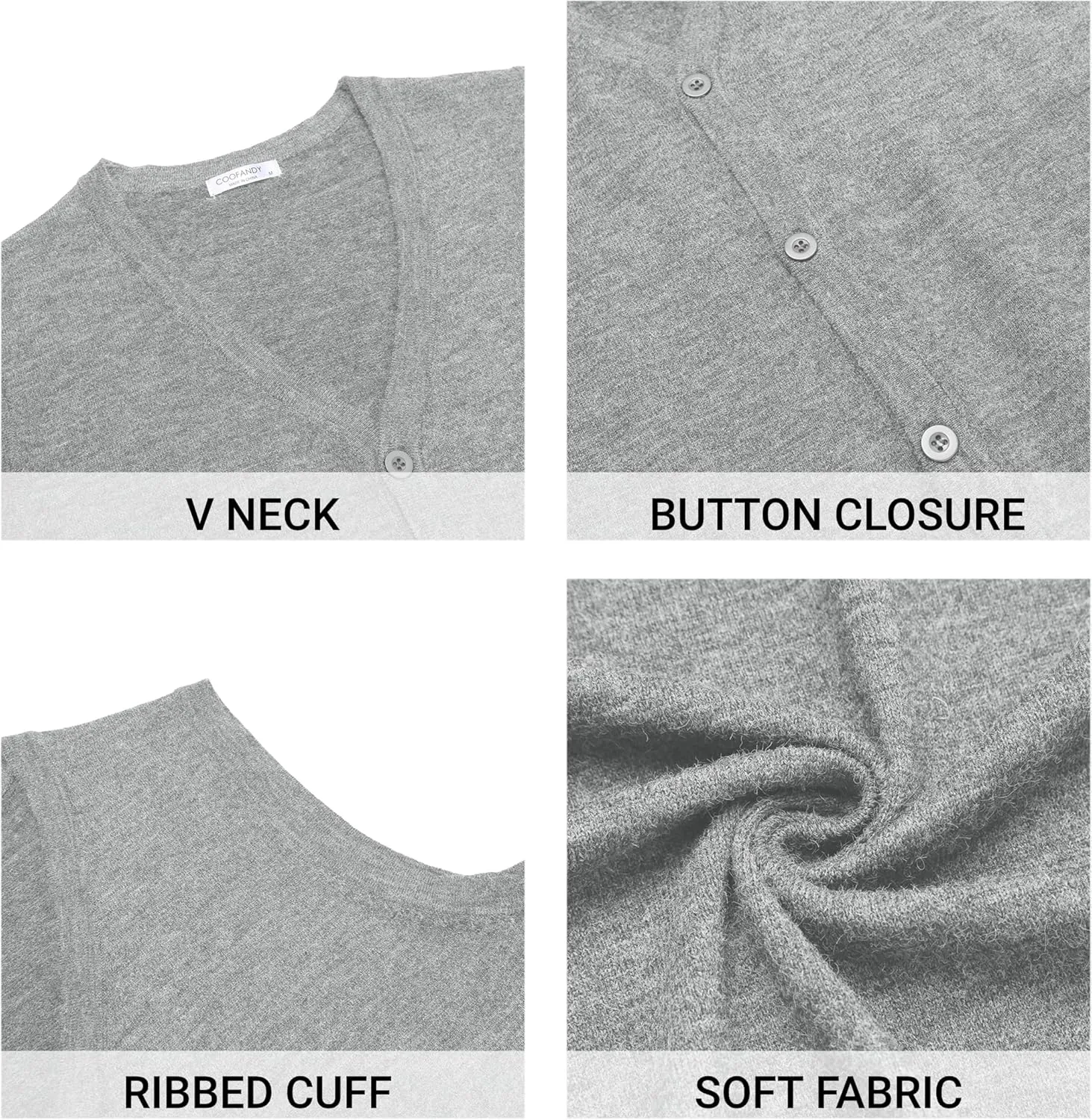 COOFANDY Men's Sweater Vest V Neck Casual Sleeveless Knitted Button Cardigan Vest