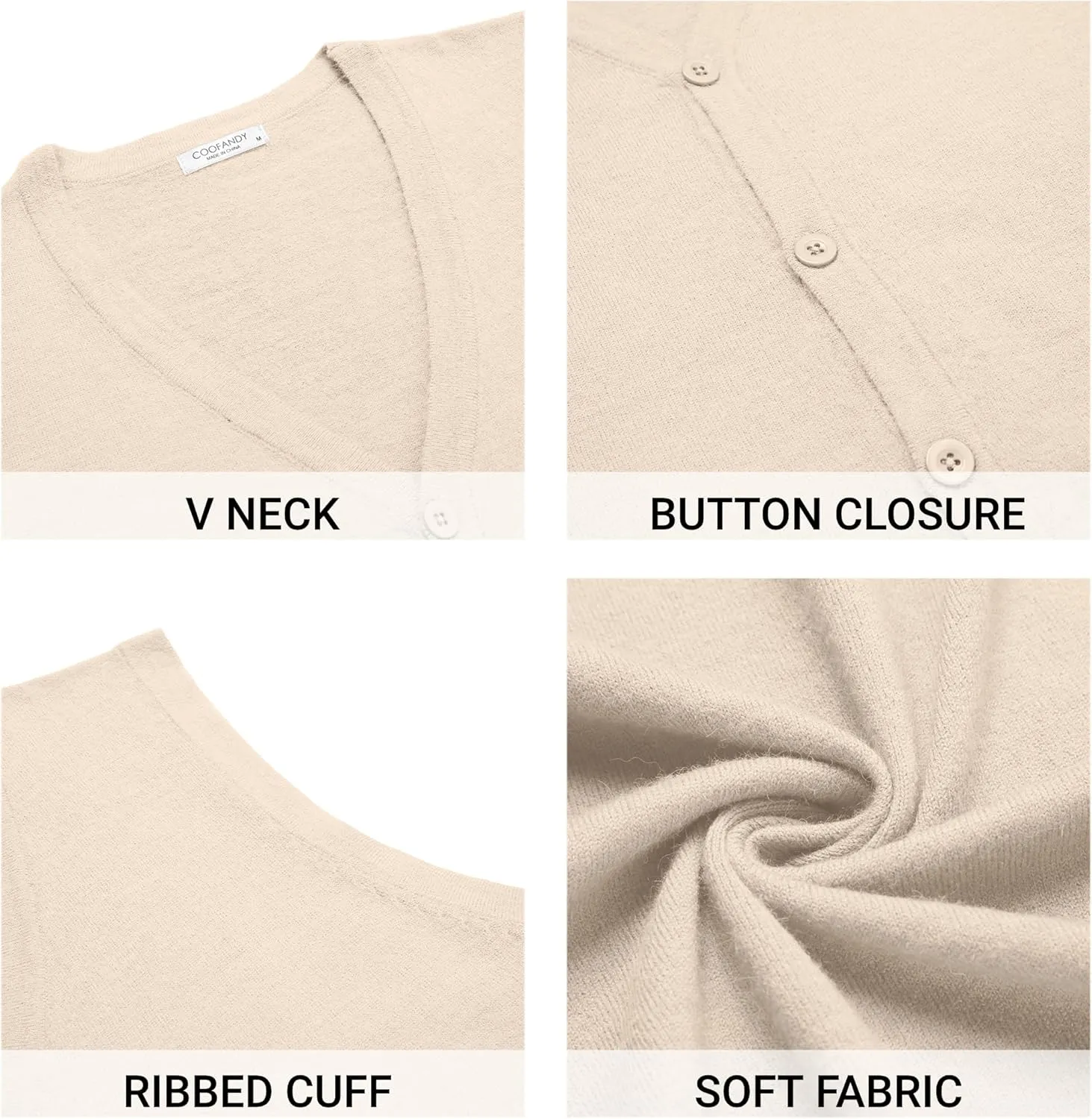 COOFANDY Men's Sweater Vest V Neck Casual Sleeveless Knitted Button Cardigan Vest
