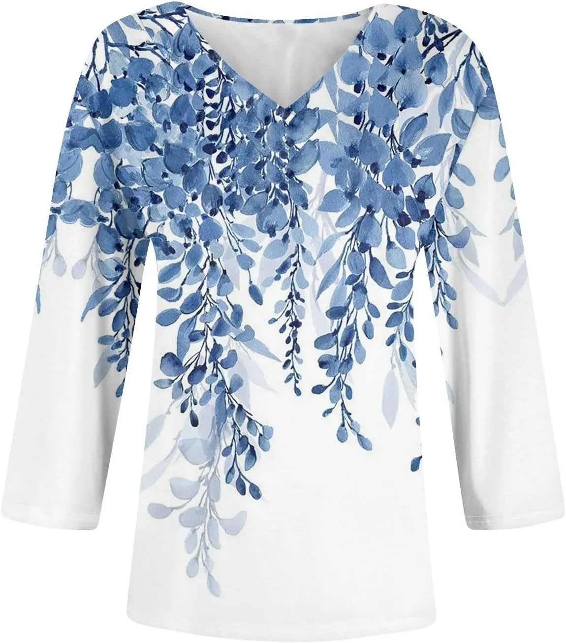 COTECRAM 3/4 Length Sleeve Womens Tops V Neck Dressy Casual Tunic Tops Spring Summer Loose Fit Blouse Shirts 2025