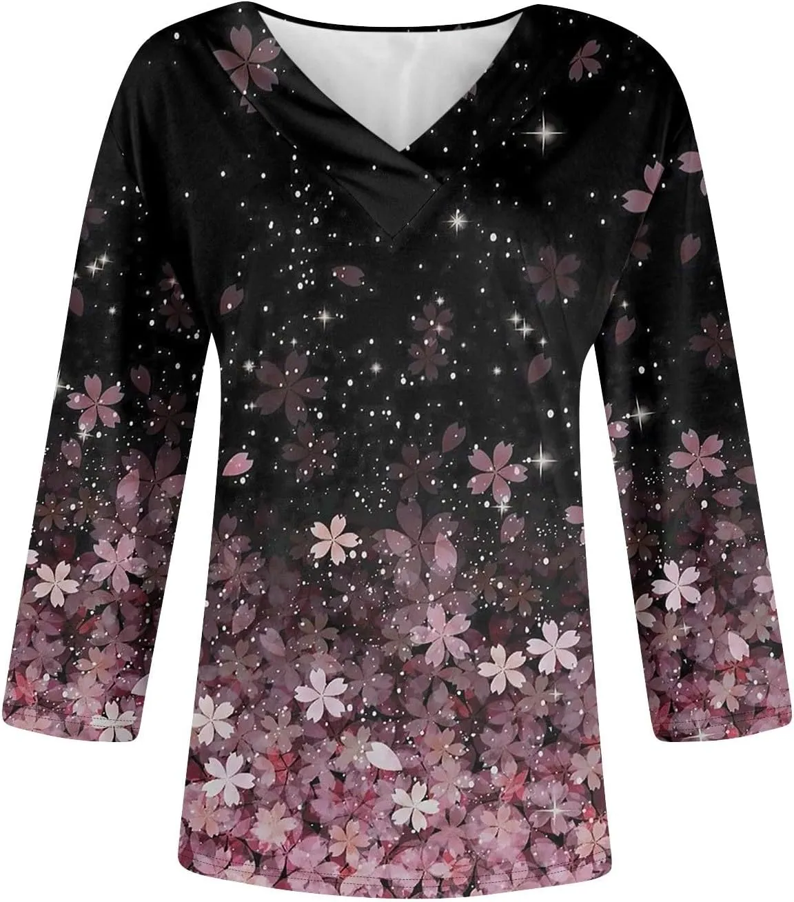 COTECRAM 3/4 Length Sleeve Womens Tops V Neck Dressy Casual Tunic Tops Spring Summer Loose Fit Blouse Shirts 2025
