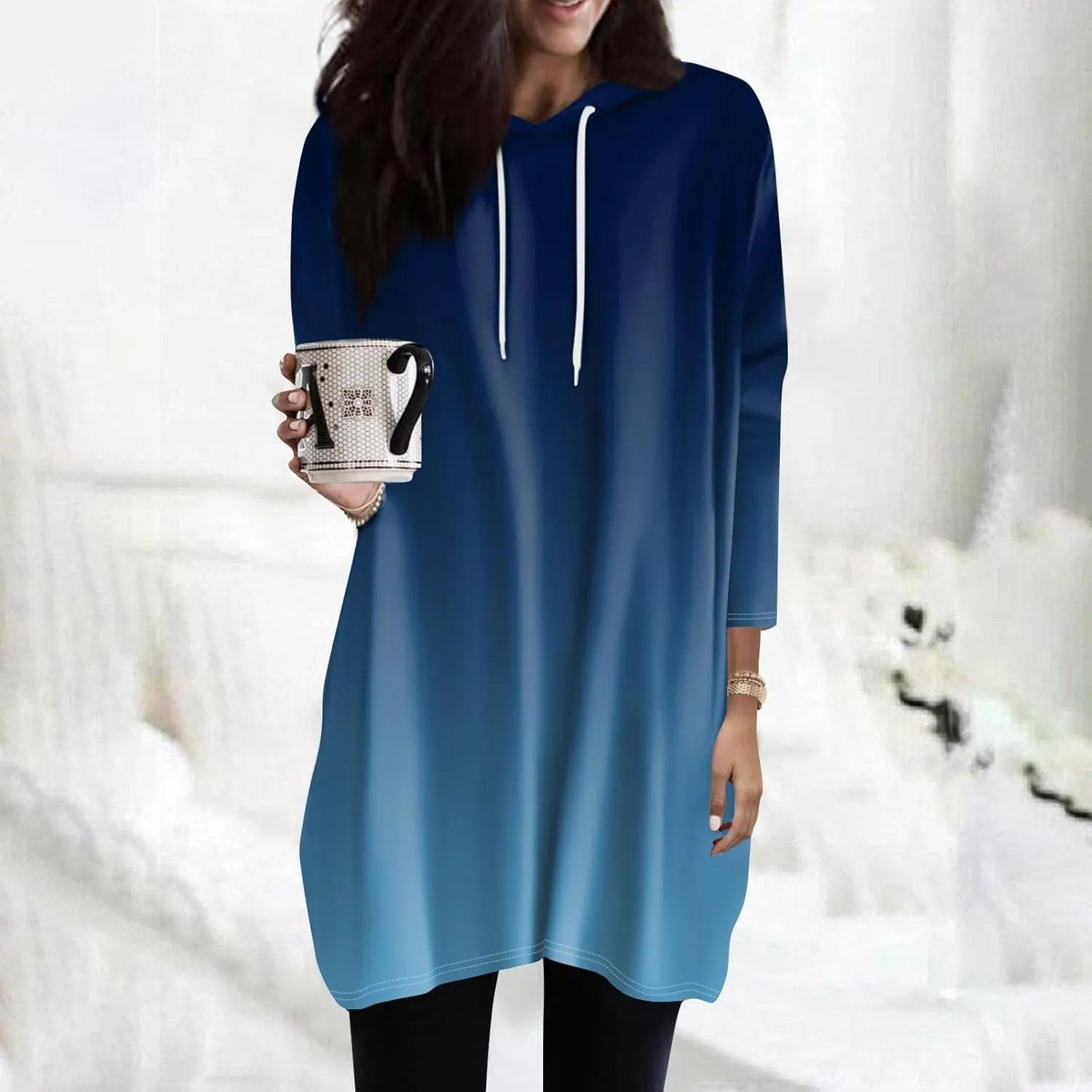 COTECRAM Womens Fall Oversized Hoodies 3/4 Length Sleeve Casual Shirts Fashion Tunic Tops Lightweight Pullover with Pockets