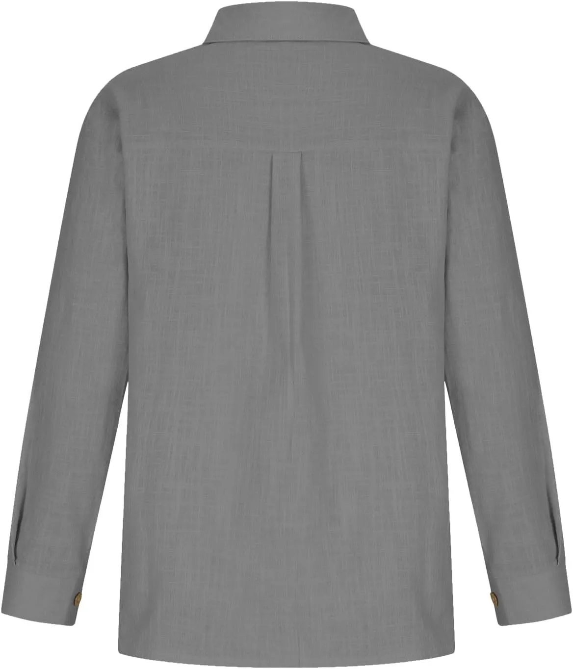 Cotton Linen Shirts for Women Summer Long Sleeve Button Down Shirt Pleated Front Gauze Tops Loose Casual Blouses
