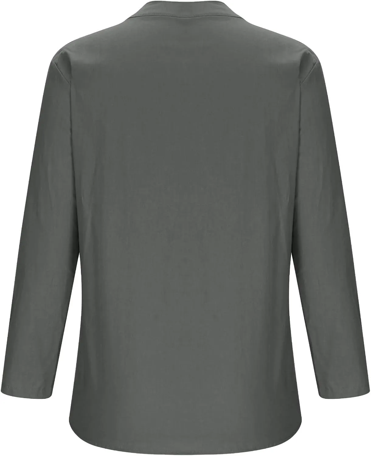 Cotton Linen Shirts for Women,Plus Size Tops Long Sleeve Tshirts,3/4 Length Sleeve Button Down V Neck Dressy Blouses