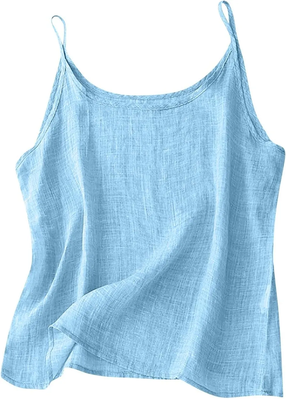 Cotton Linen Tank Top for Women Sleeveless Spaghetti Strap Camisole Summer Beach Vacation Tops Casual Travel Clothes