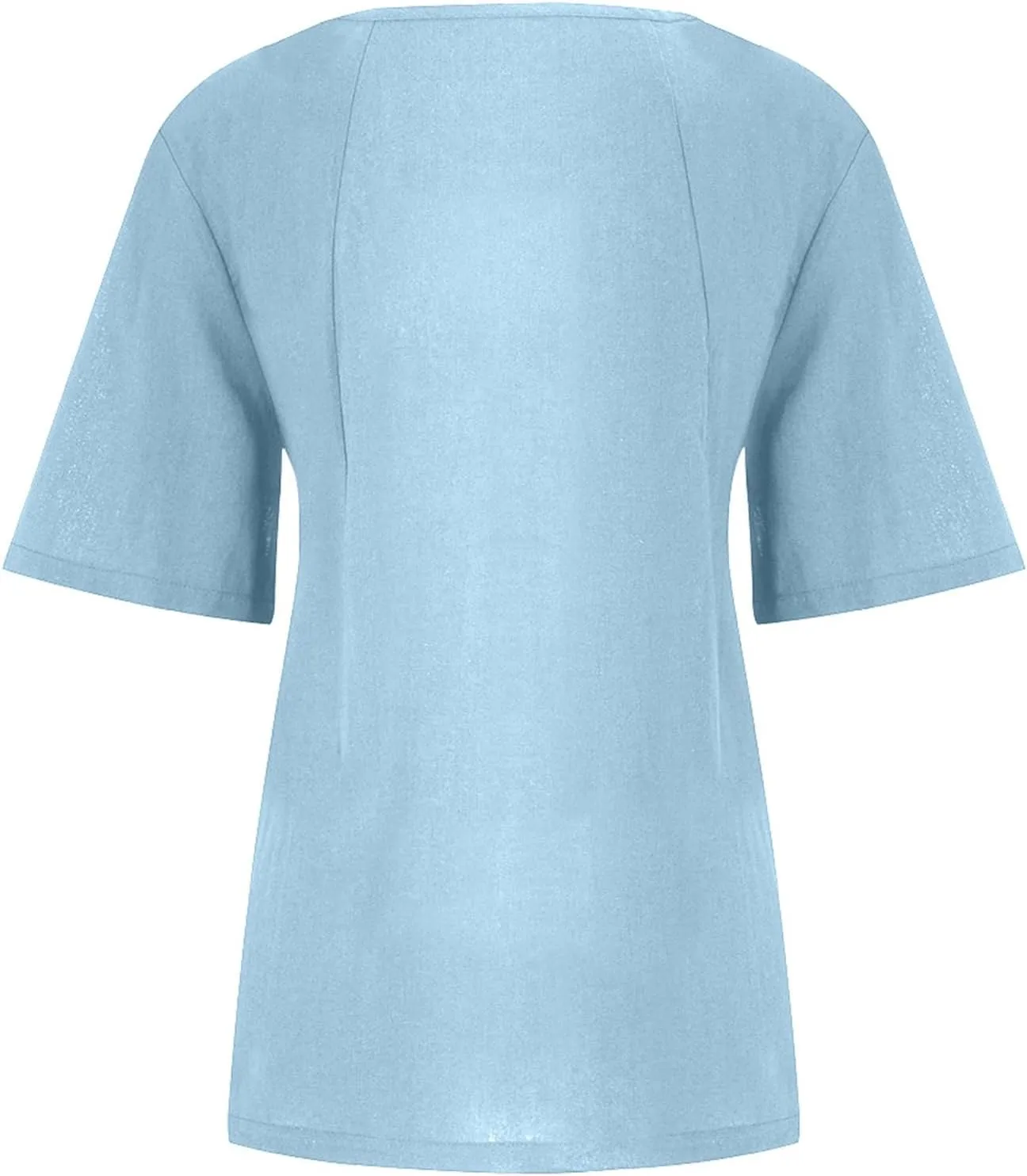 Cotton Linen Tops for Women Loose Fit Casual Roll Up Short Sleeve T-Shirt Trendy Cute Floral Print Casual Blouse