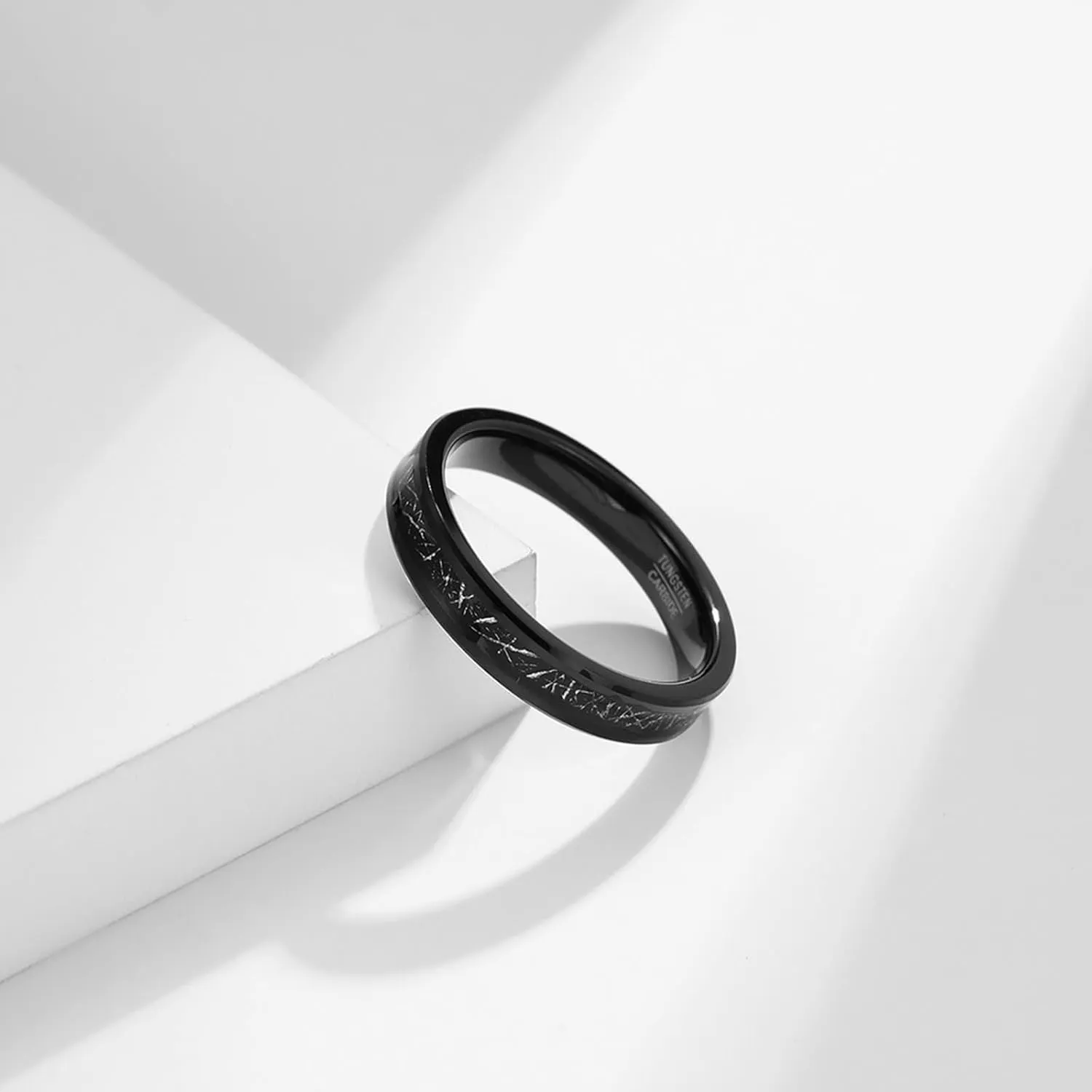 Couples Promise Rings for Him and Her Set, Tungsten Anniversary Rings for Couple Comfort Fit 4mm 6mm Black Ring Inlay Metal