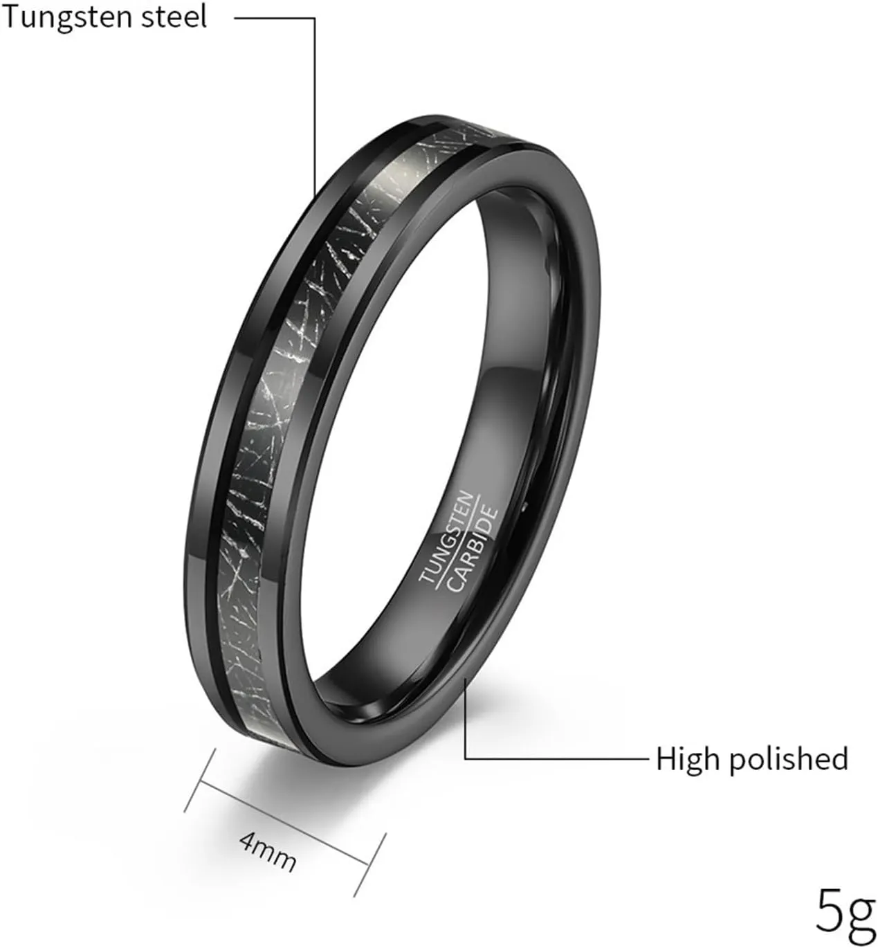 Couples Promise Rings for Him and Her Set, Tungsten Anniversary Rings for Couple Comfort Fit 4mm 6mm Black Ring Inlay Metal
