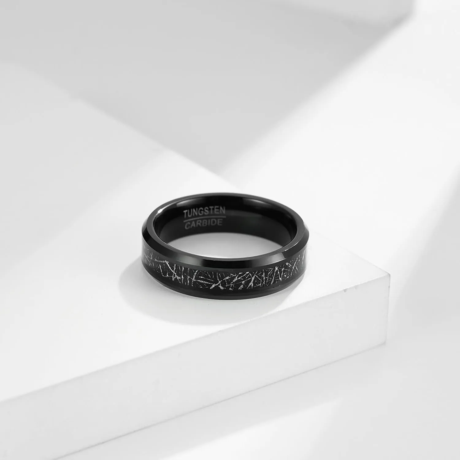 Couples Promise Rings for Him and Her Set, Tungsten Anniversary Rings for Couple Comfort Fit 4mm 6mm Black Ring Inlay Metal