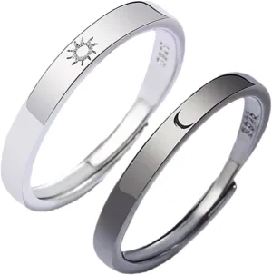 Couple's Promise Rings Sun and Moon Matching Ring Set Lightweight Scratch Resistant Fashionable