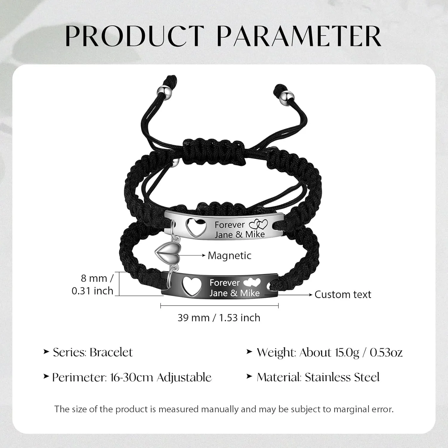 Custom Name Bracelets for Couples Personalized His and Hers Bracelets Promise Matching Bracelets for Couples Valentine's Day Mobius Bracelets