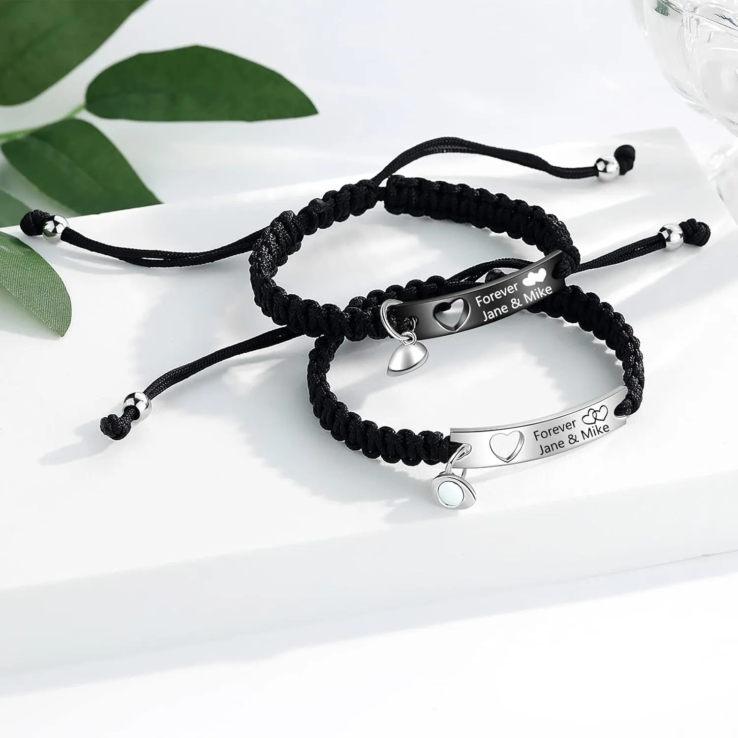 Custom Name Bracelets for Couples Personalized His and Hers Bracelets Promise Matching Bracelets for Couples Valentine's Day Mobius Bracelets