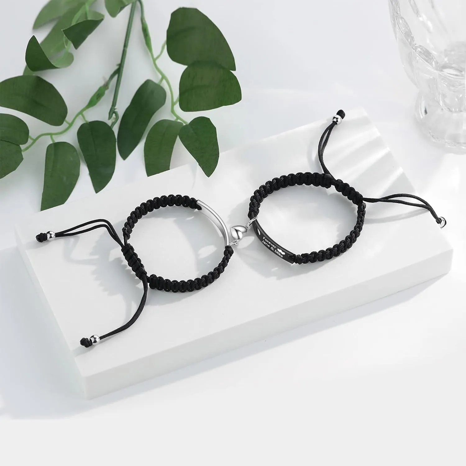 Custom Name Bracelets for Couples Personalized His and Hers Bracelets Promise Matching Bracelets for Couples Valentine's Day Mobius Bracelets