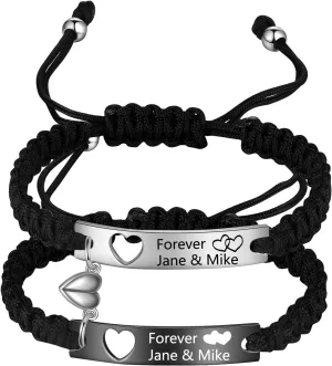 Custom Name Bracelets for Couples Personalized His and Hers Bracelets Promise Matching Bracelets for Couples Valentine's Day Mobius Bracelets