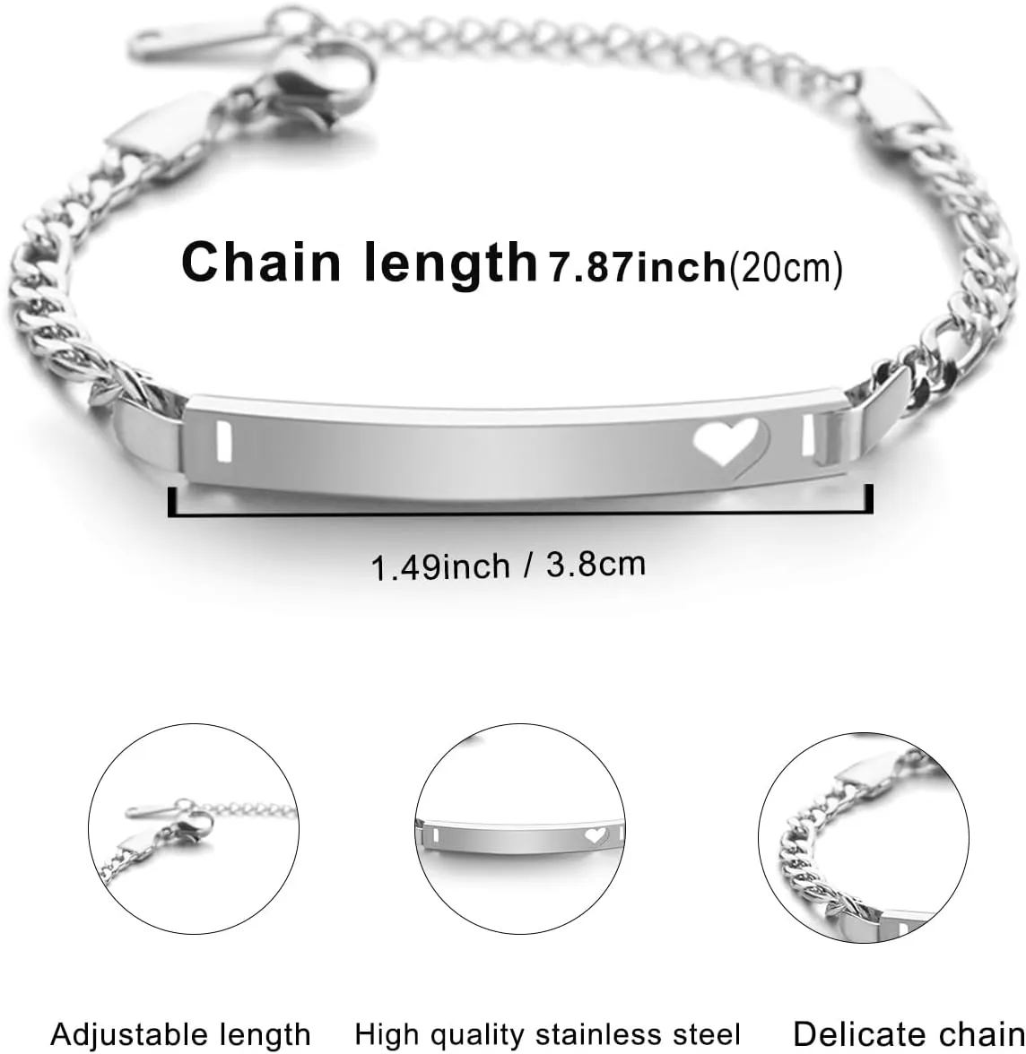 Custom Stainless Steel Bracelets Custom Name Bracelet Personalized Bracelets for Women Long Distance Bracelets Matching Charm Bracelets