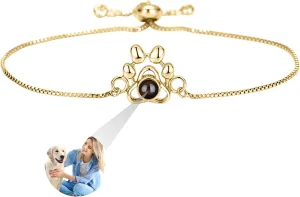 Customizable Photo Bracelets, Personalized Bracelets, Paw Charm Projection Bracelets - Memorial Bracelets as commemorative gifts for yourself, mom, daughter