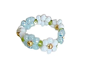 Cute Rings,Blue White Flower Rings, Aesthetic Jewelry Rings,Knuckle Rings,Jewelry Rings for Women Girls Teens Gift,Adjustable Stackable