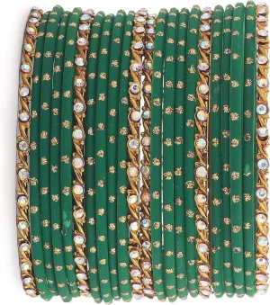 Desi Indian Bangles For Women - Set Of 22 Pcs Bollywood Indian Jewelry Sets For Women, 80s Accessories Bangle Bracelets Party Favors Alloy Metal Churi