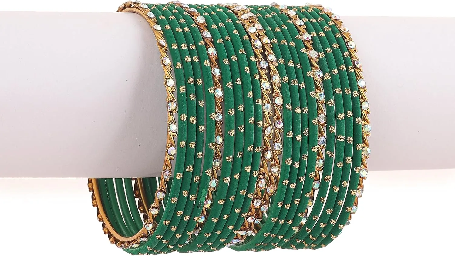 Desi Indian Bangles For Women - Set Of 22 Pcs Bollywood Indian Jewelry Sets For Women, 80s Accessories Bangle Bracelets Party Favors Alloy Metal Churi