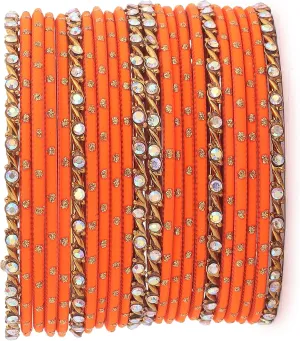 Desi Indian Bangles For Women - Set Of 22 Pcs Bollywood Indian Jewelry Sets For Women, 80s Accessories Bangle Bracelets Party Favors Alloy Metal Churi