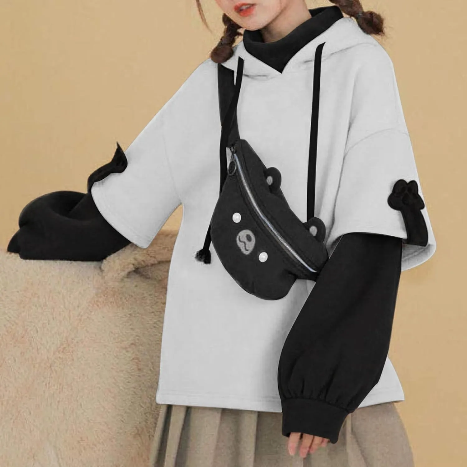 Dino Hoodies for Women Teen Girls Cute Kawaii Dinosaur Pullover Tops Long Sleeve Hooded Sweatshirt