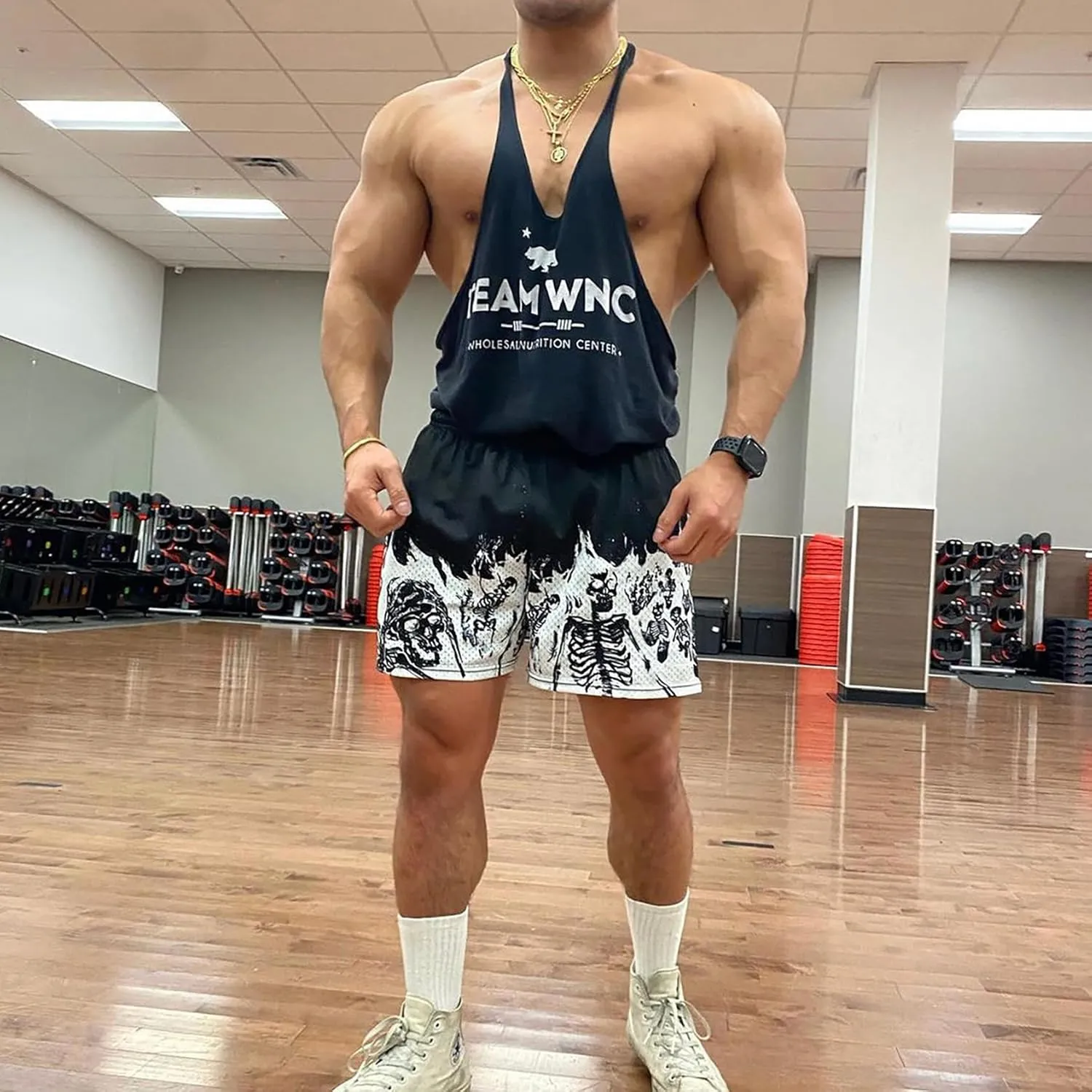 DIOTSR Mens Graphic Shorts Casual Flat Front Shorts Cool Streetwear Designer Shorts Drawstring Summer
