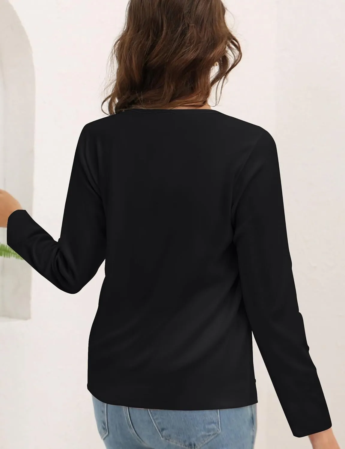 Disamer Womens T Shirts 2025 Fashion Tops Long Sleeve Pleated Dressy Casual Button Down Blouses Fall Clothes
