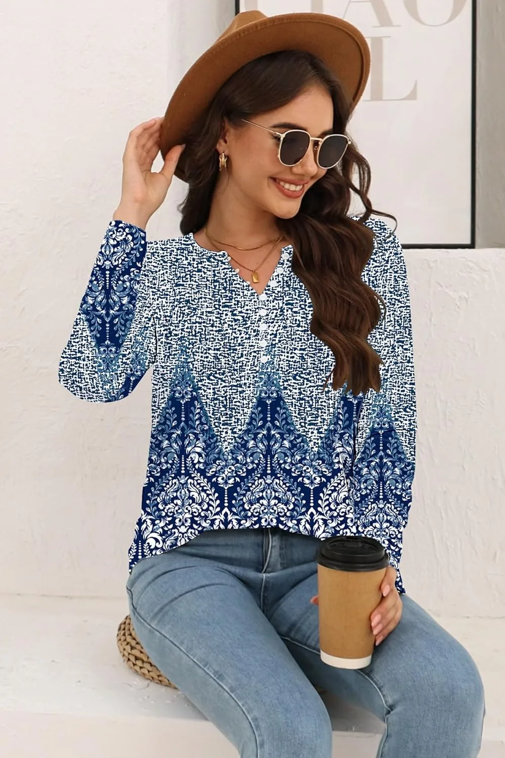 Disamer Womens T Shirts 2025 Fashion Tops Long Sleeve Pleated Dressy Casual Button Down Blouses Fall Clothes