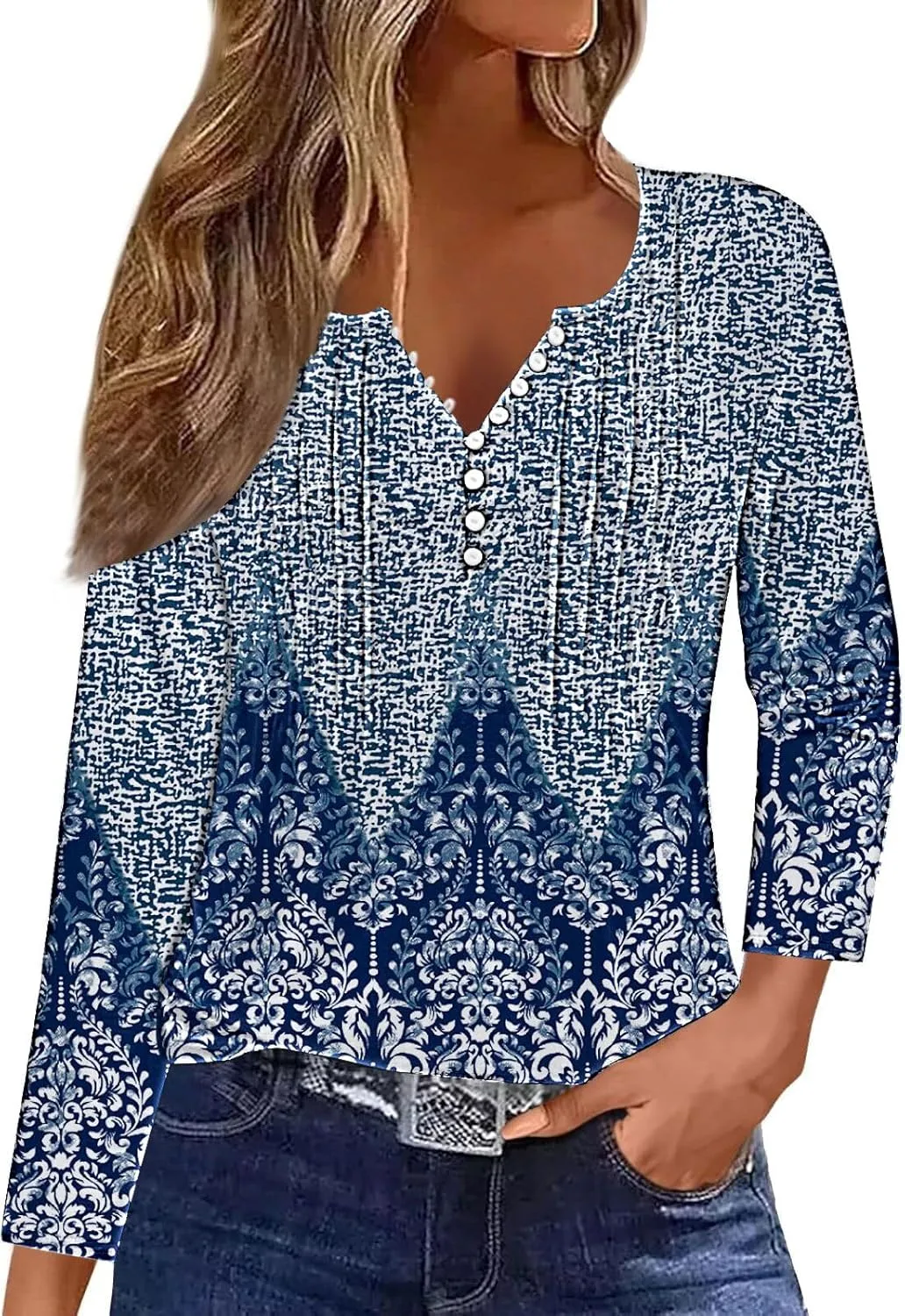 Disamer Womens T Shirts 2025 Fashion Tops Long Sleeve Pleated Dressy Casual Button Down Blouses Fall Clothes