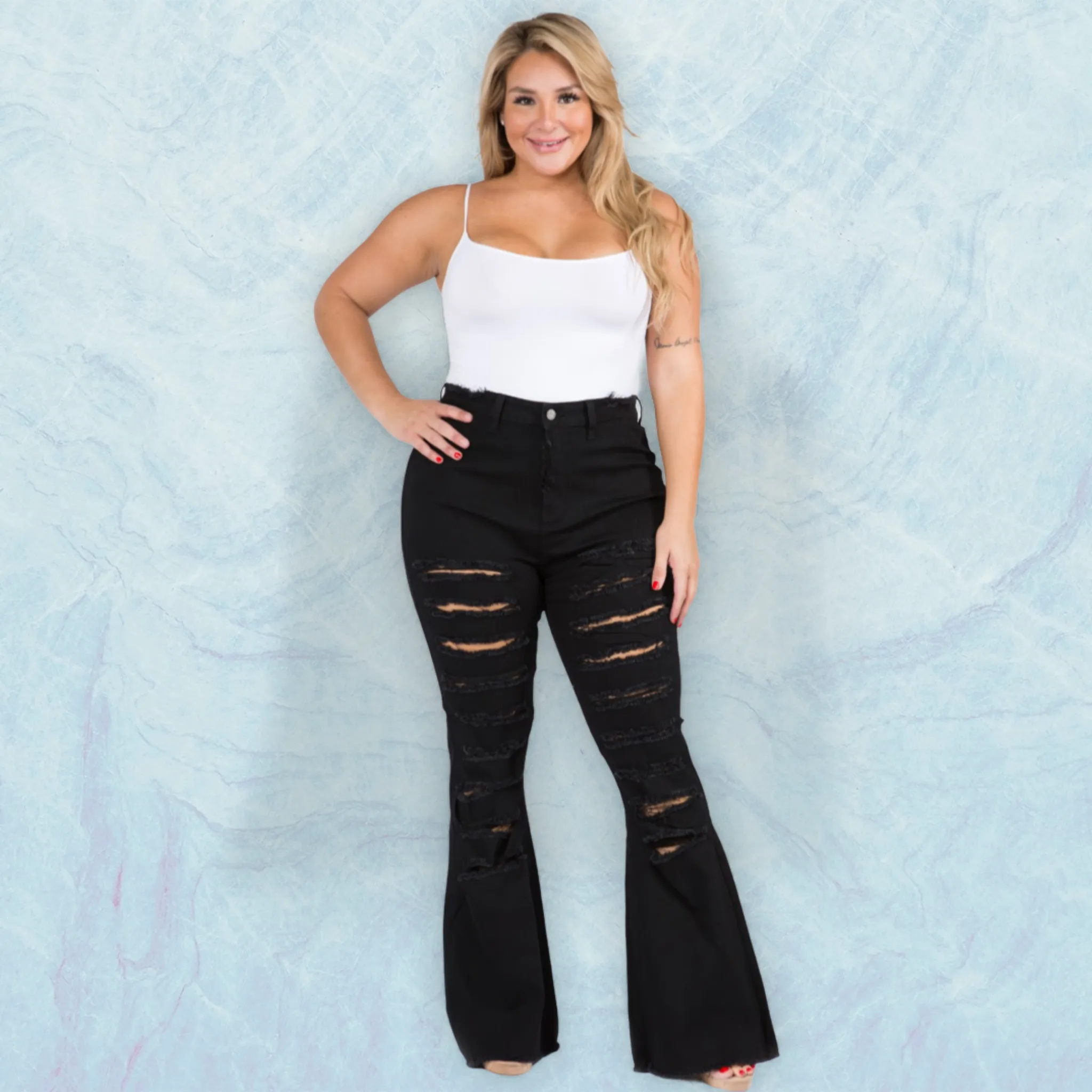 Distressed Black Jeans