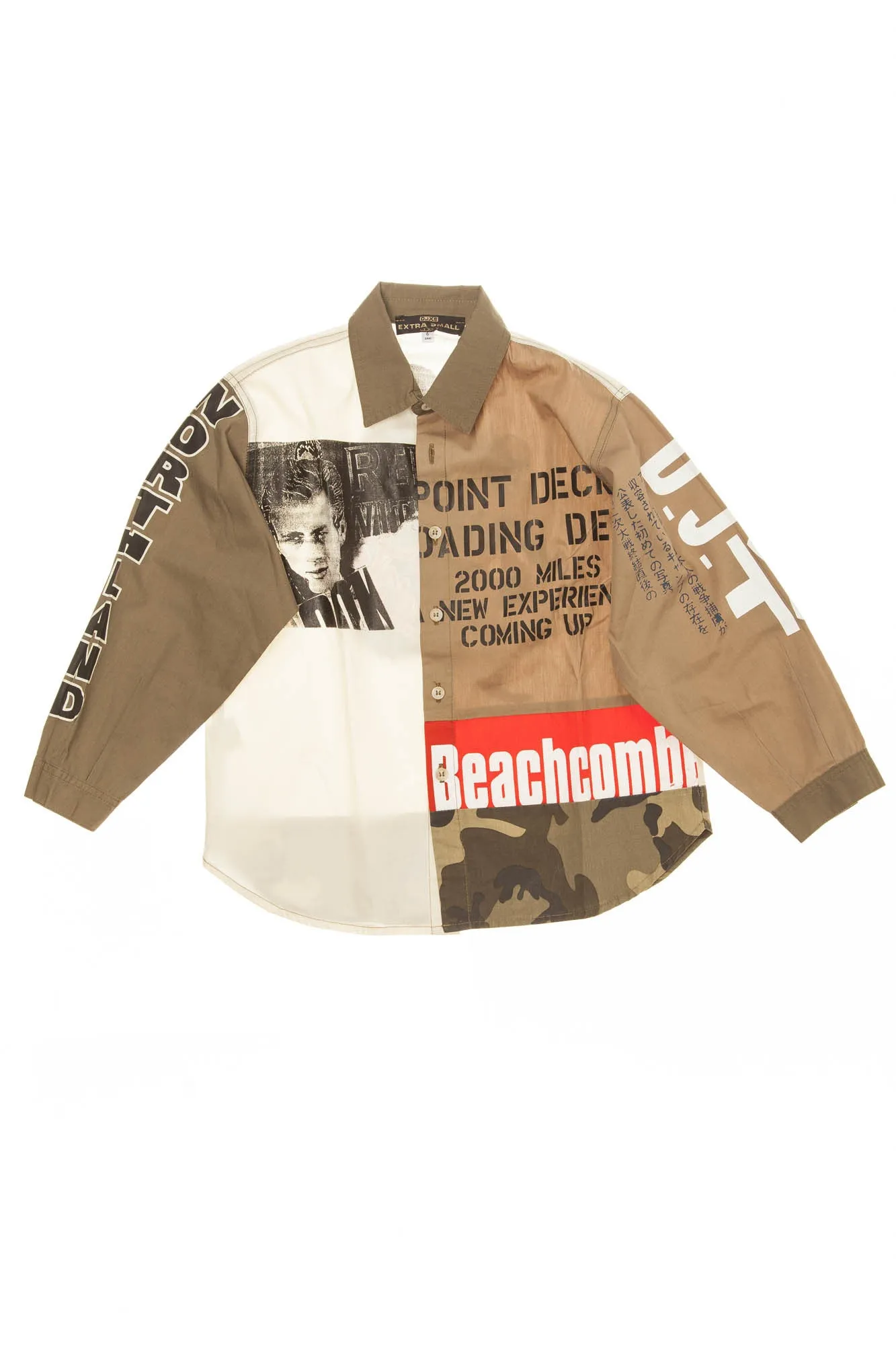 DJXS - Brown, White & Camo Long Sleeve Button Up - XS