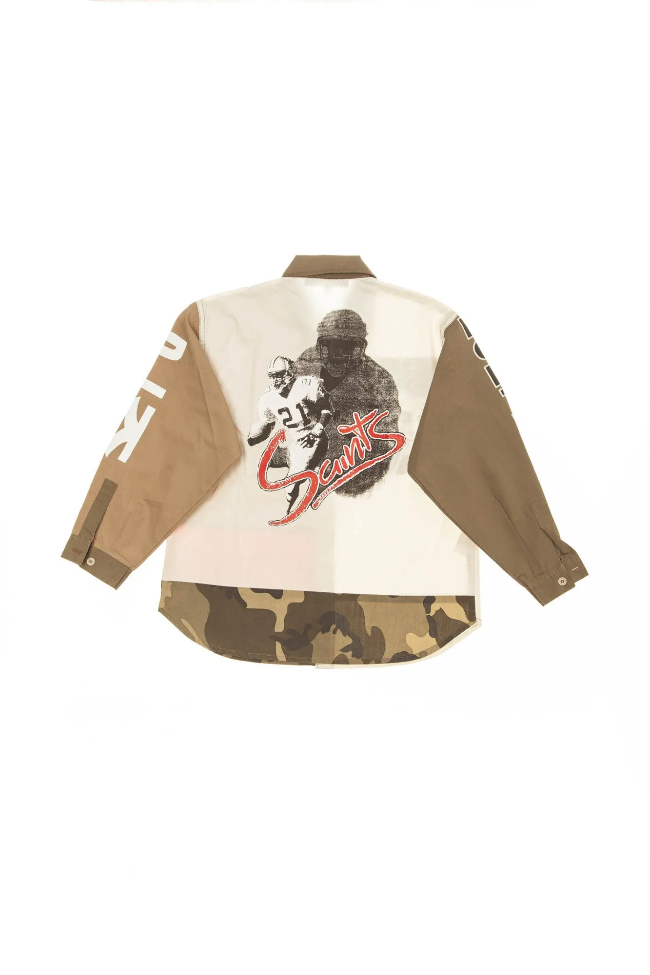 DJXS - Brown, White & Camo Long Sleeve Button Up - XS